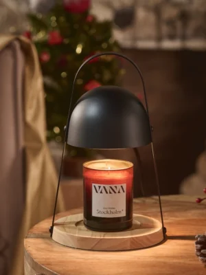VANA 北歐圓頂款香氛融蠟燈禮盒｜黑/灰－可調光、附燈泡